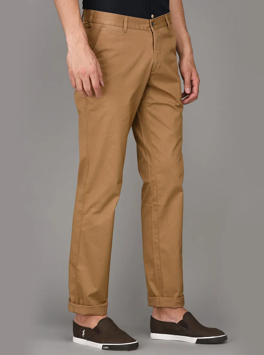 Greenfibre Brown Slim Fit Casual Trouser