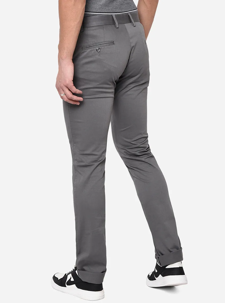 Grey Washed Slim Fit Casual Trouser | Greenfibre