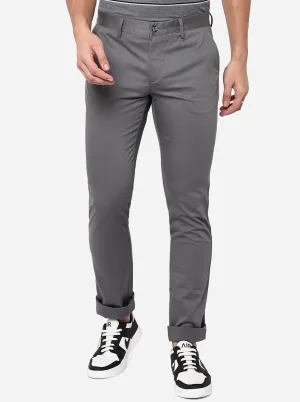 Grey Washed Slim Fit Casual Trouser | Greenfibre