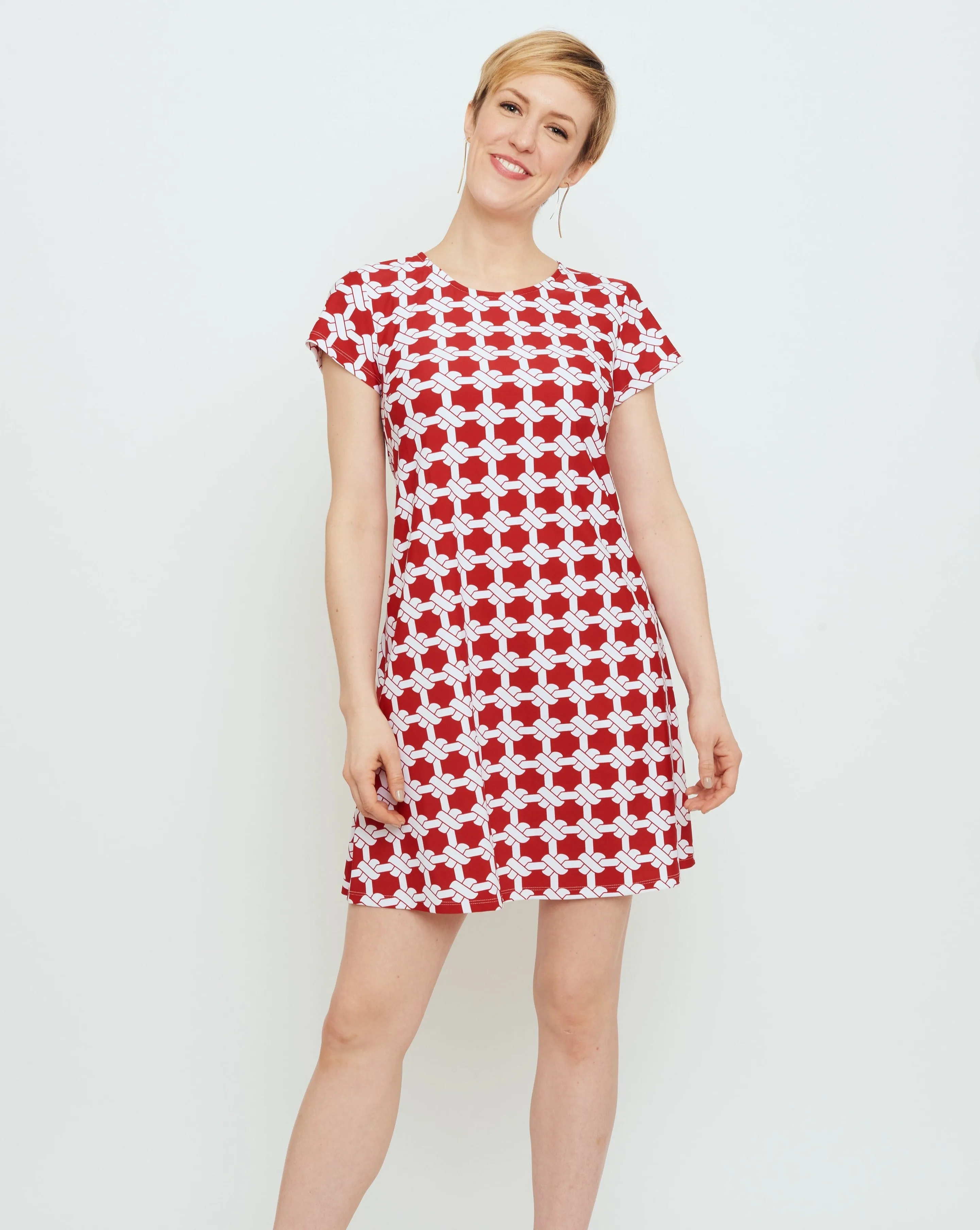 Ibiza T Shirt Dress in Red Nautical Knots