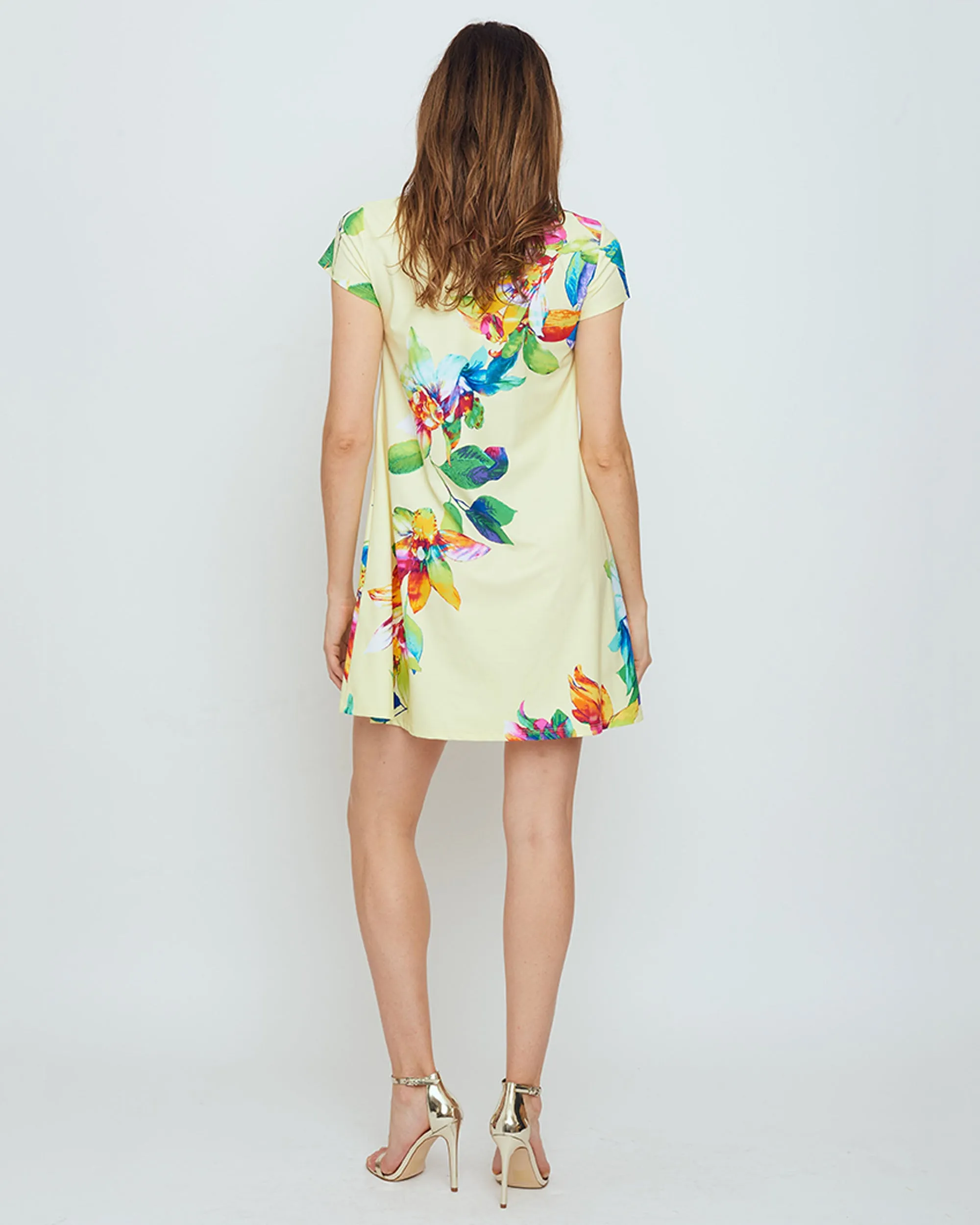 Ibiza T-Shirt Dress in Yellow Tropical