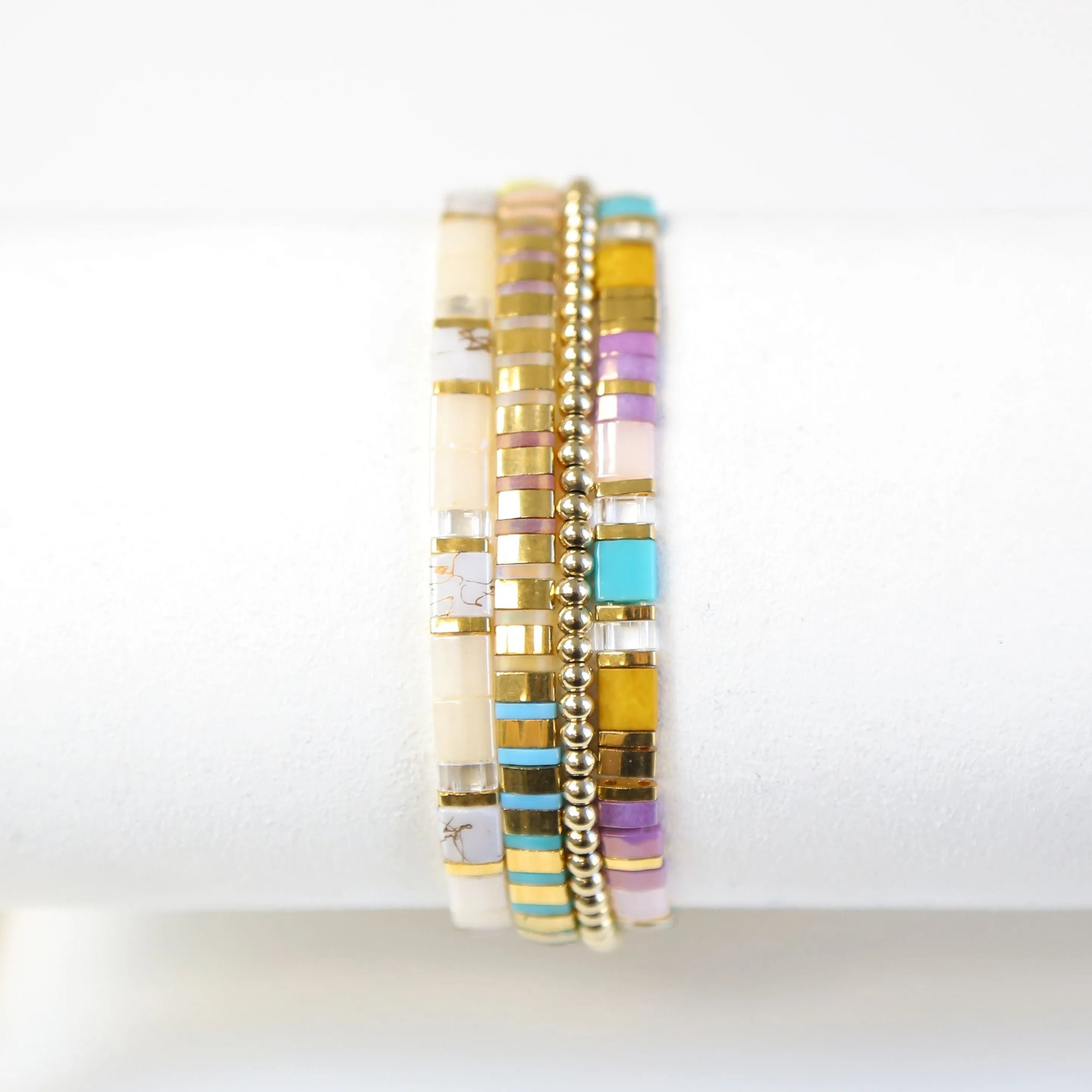 JERSEY GIRL - 4 Tila Bead Bracelet Stack