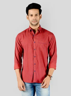 Jester Red Striped Slim Fit Casual Shirt | Greenfibre