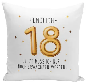 Kissen - Endlich 18 Jetzt muss ich nur noch Erwachsen werden!