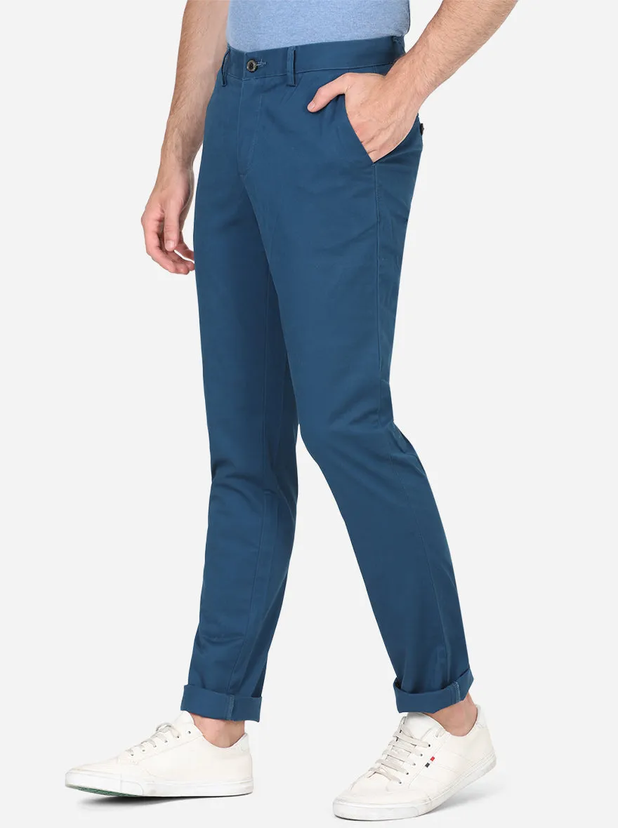 Legion Blue Solid Uno Fit Casual Trouser | JadeBlue