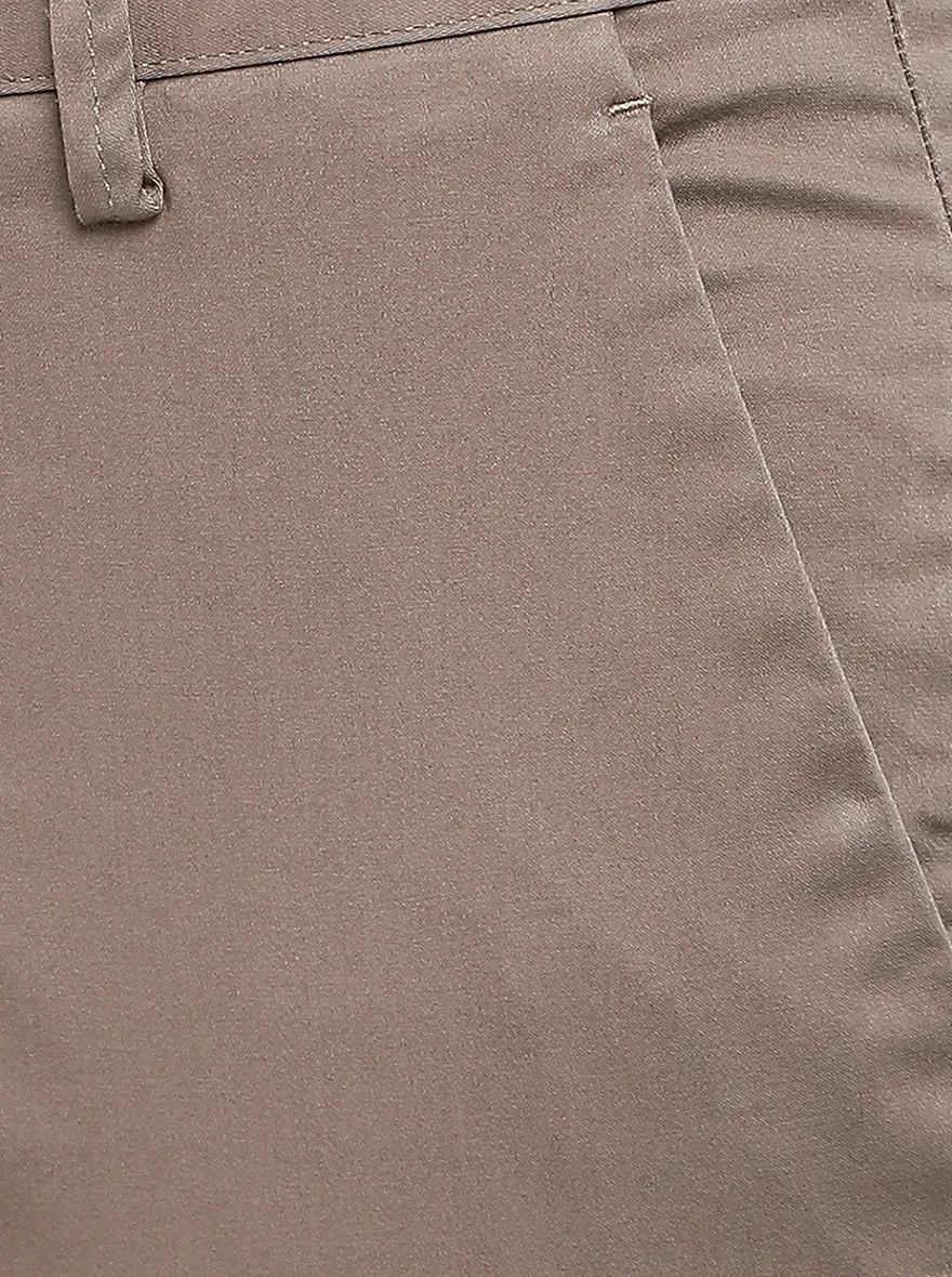 Light Beige Solid Super Slim Fit Casual Trouser | Greenfibre