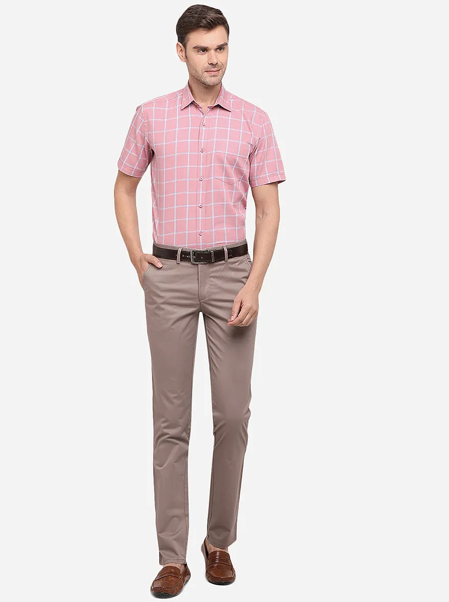 Light Beige Solid Super Slim Fit Casual Trouser | Greenfibre