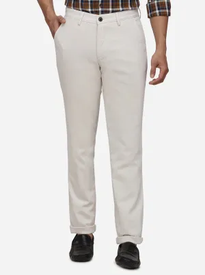 Light Beige Solid Uno Fit Casual Trouser | JadeBlue