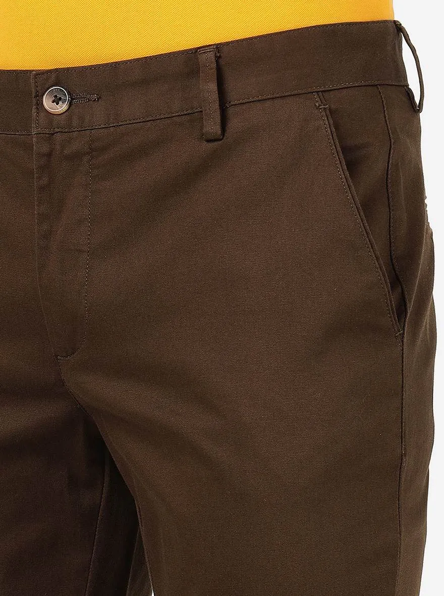 Light Brown Solid Super Slim Fit Casual Trouser | Greenfibre