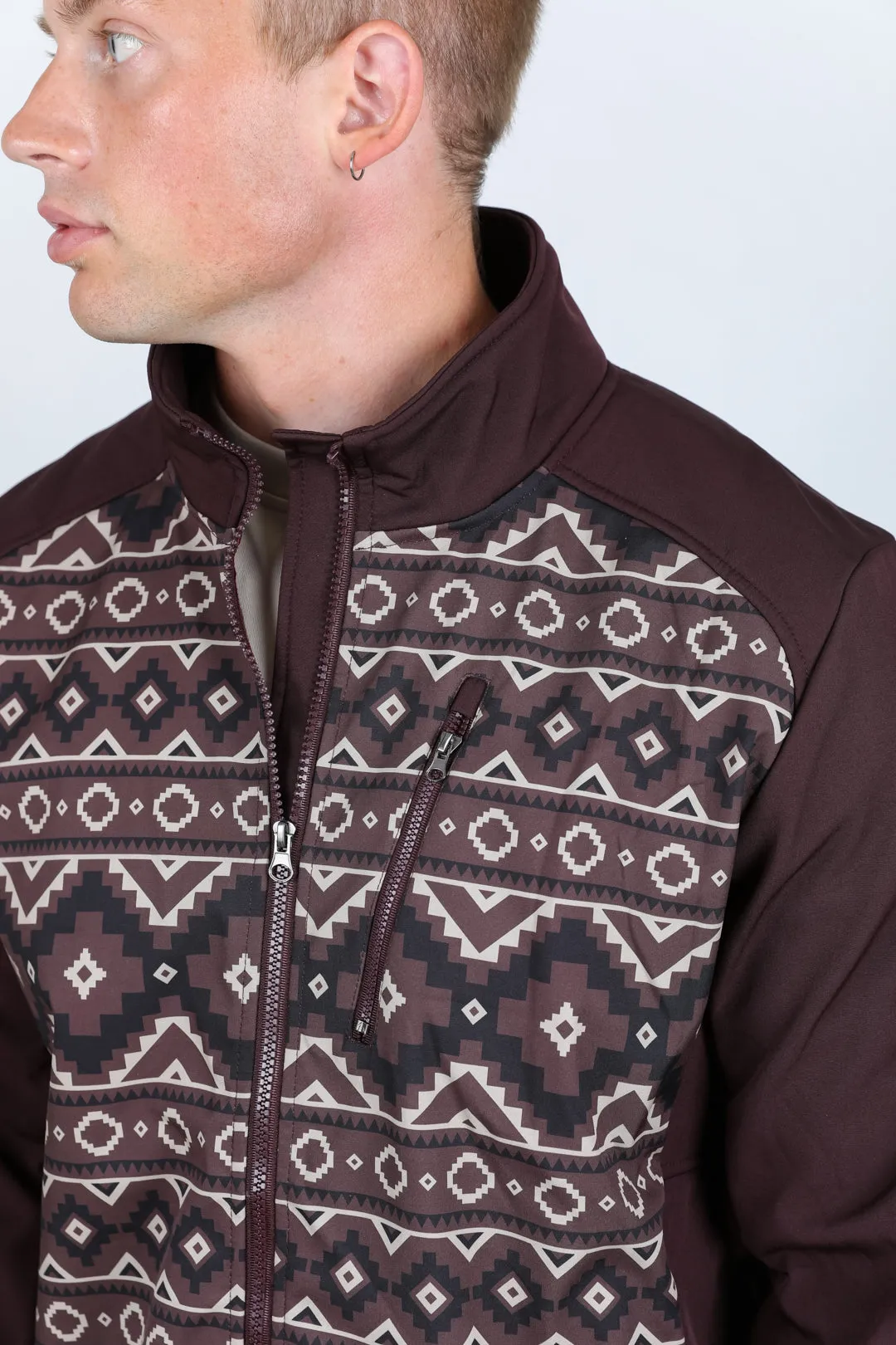 Mens Aztec Softshell Water-Resistant Jacket - Brown