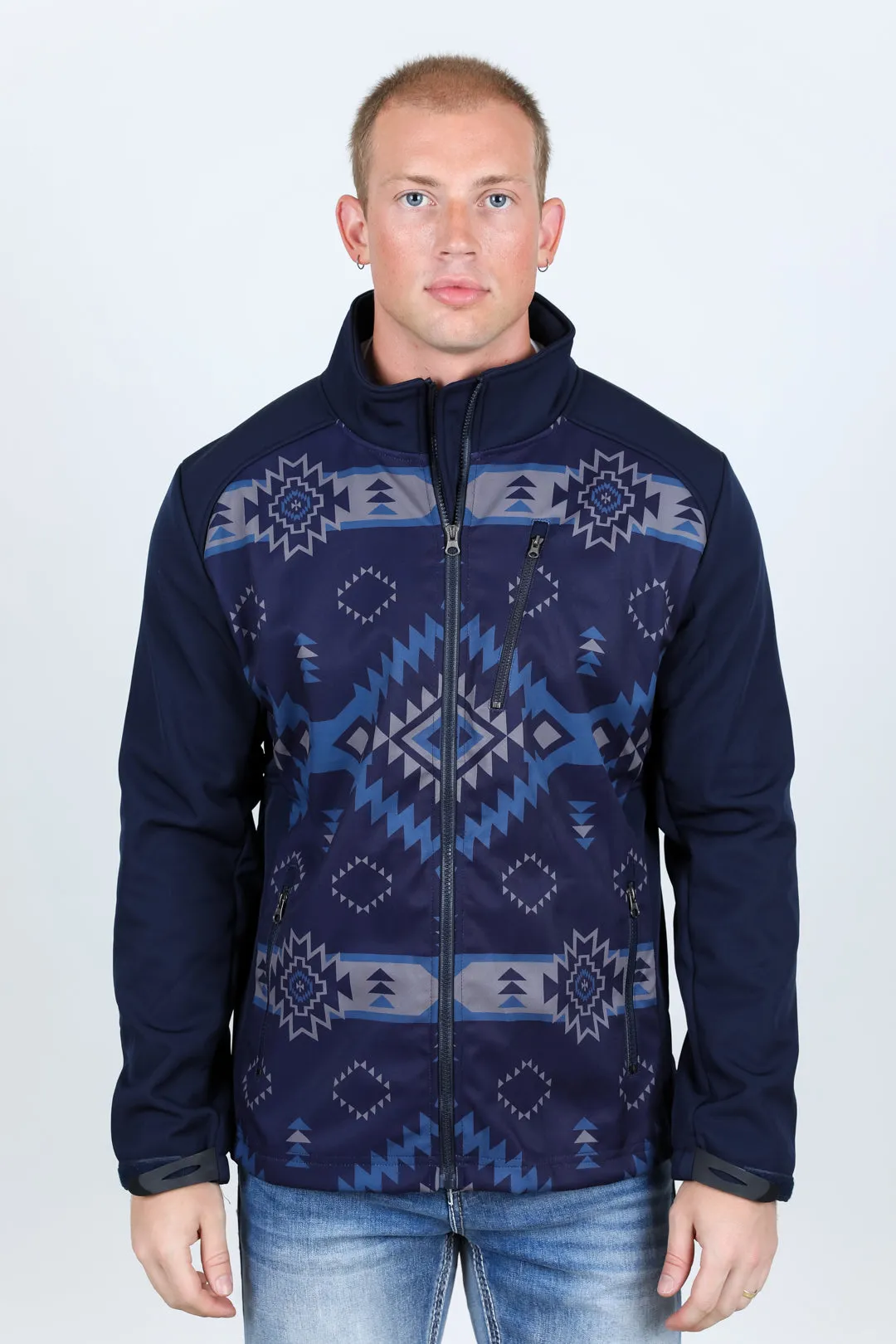 Mens Aztec Softshell Water-Resistant Jacket - Navy