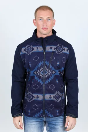 Mens Aztec Softshell Water-Resistant Jacket - Navy