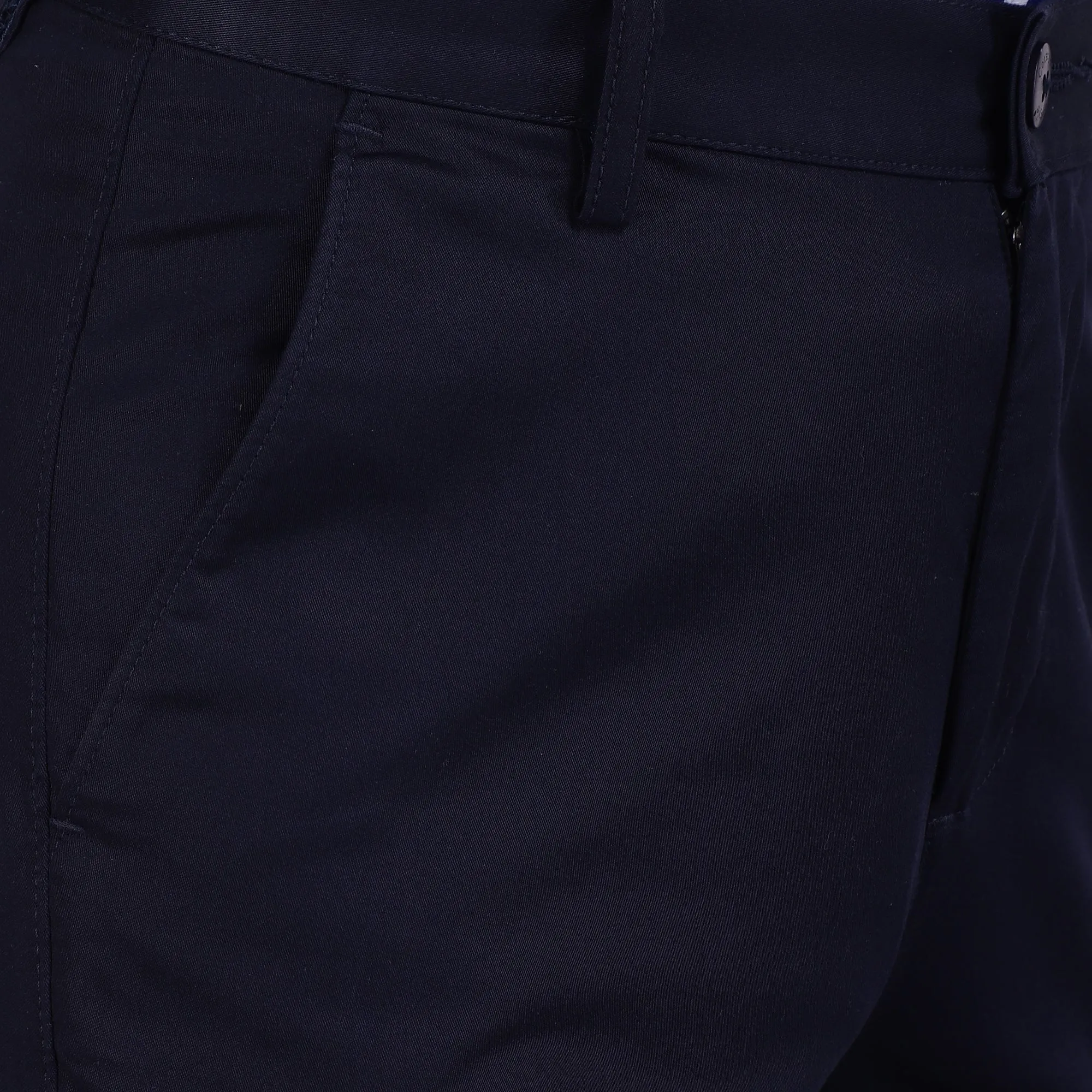 Men's Cotton Mercerised Solid Navy Trousers