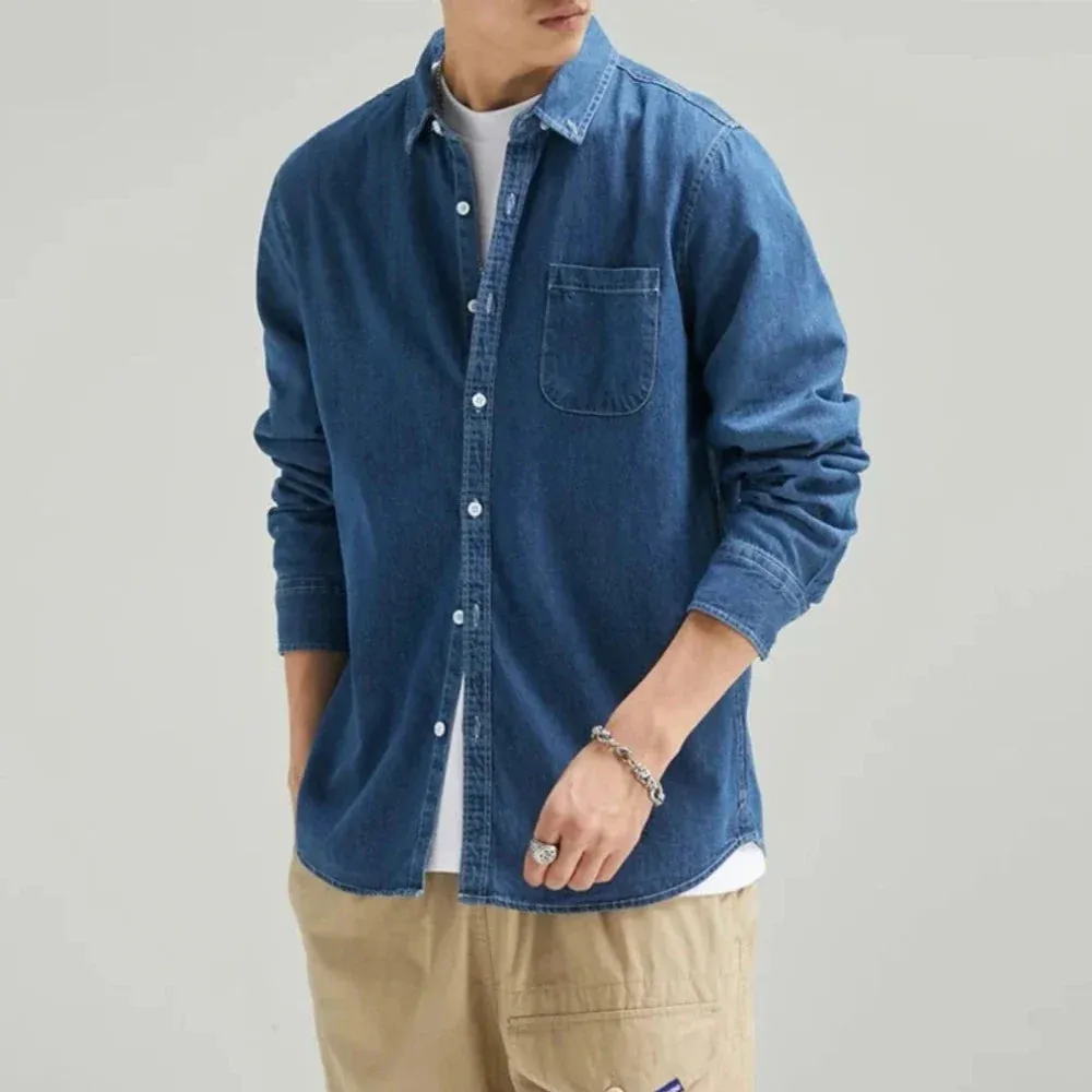 Mens Denim Pocket Long Sleeve Shirt (3 Colors)