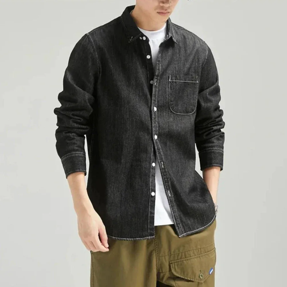 Mens Denim Pocket Long Sleeve Shirt (3 Colors)