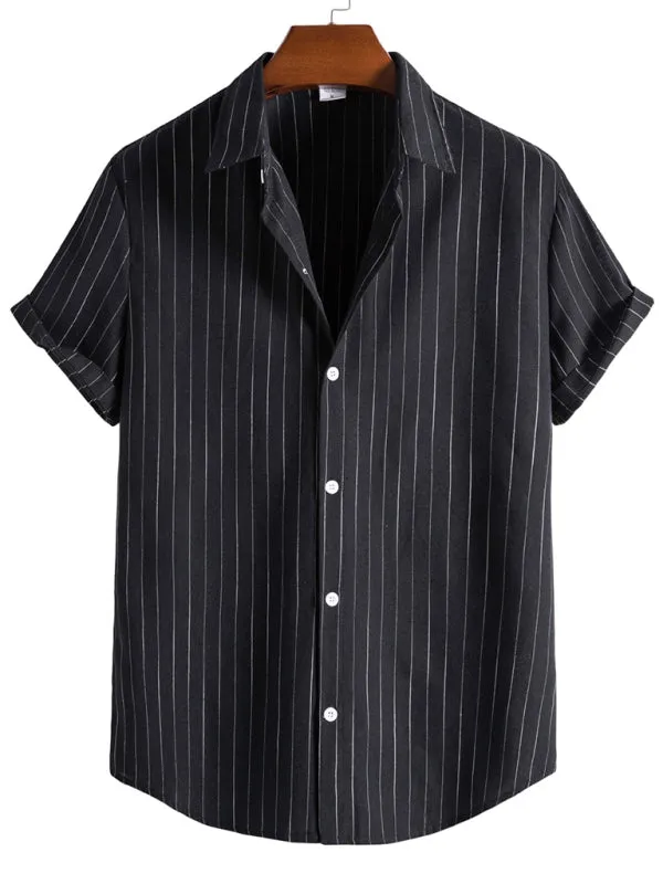 Men's Fashion Trend Casual Striped Short Sleeve Shirt