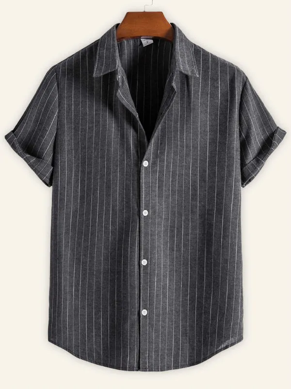 Men's Fashion Trend Casual Striped Short Sleeve Shirt