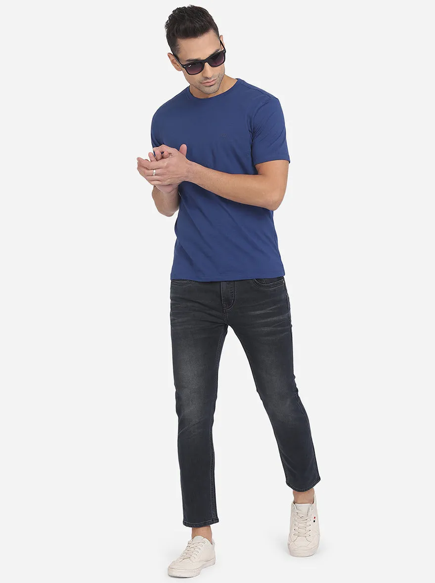 Moonlight Blue Solid Slim Fit T-Shirt | JadeBlue