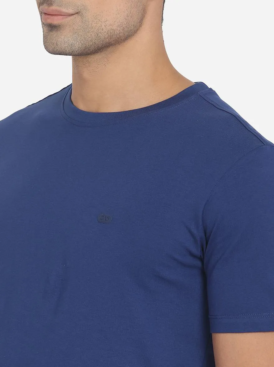 Moonlight Blue Solid Slim Fit T-Shirt | JadeBlue