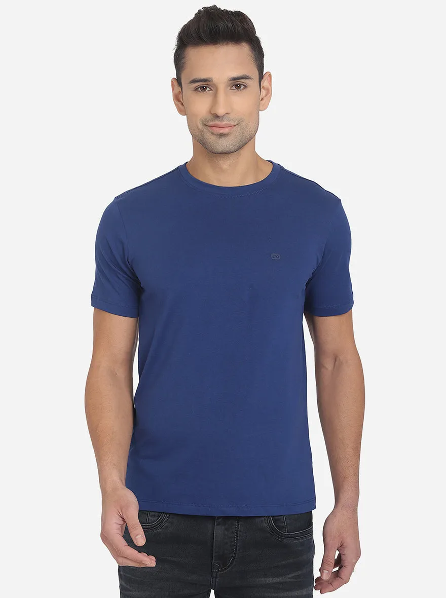 Moonlight Blue Solid Slim Fit T-Shirt | JadeBlue