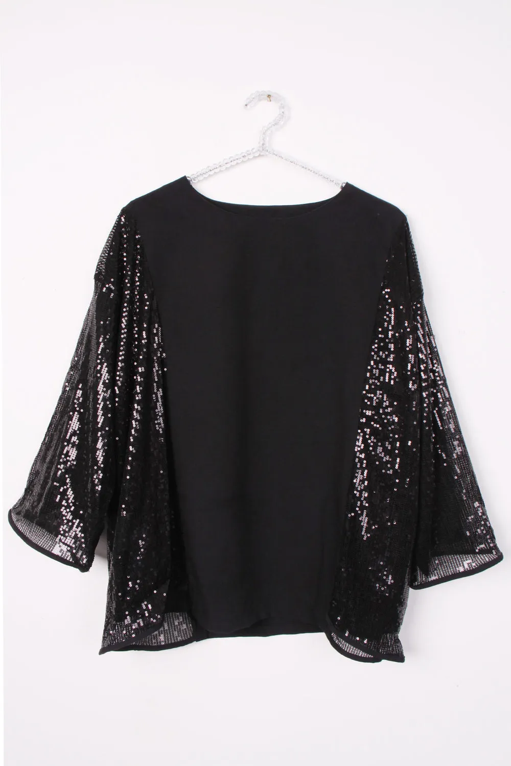 Oversized Contrast Sequin Sleeve Top