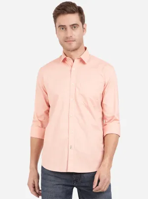 Peach Solid Slim Fit Casual Shirt | Greenfibre