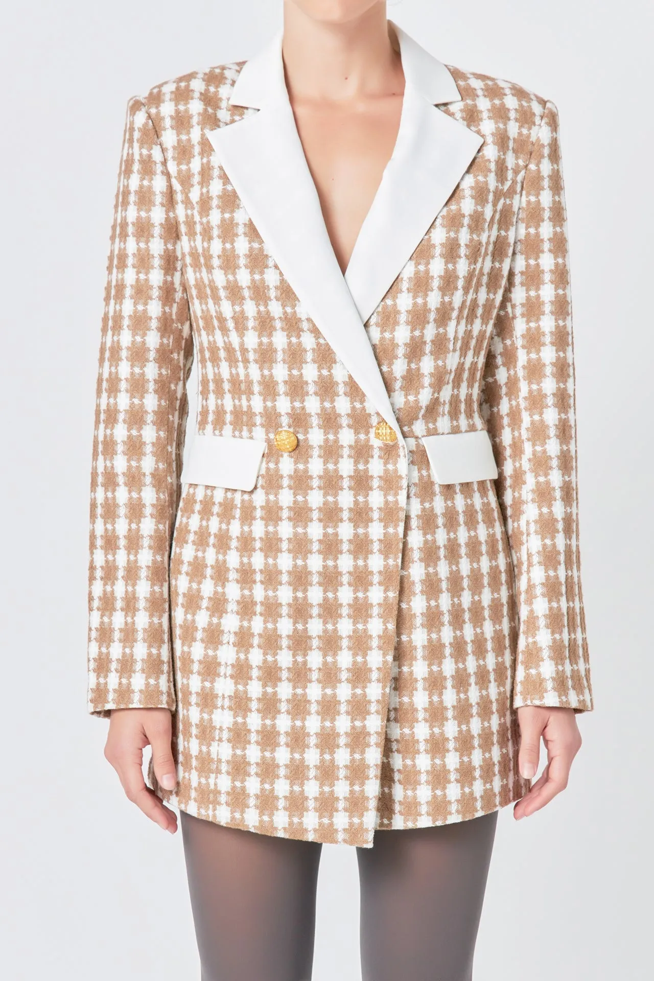 Premium Houndstooth Blazer Romper