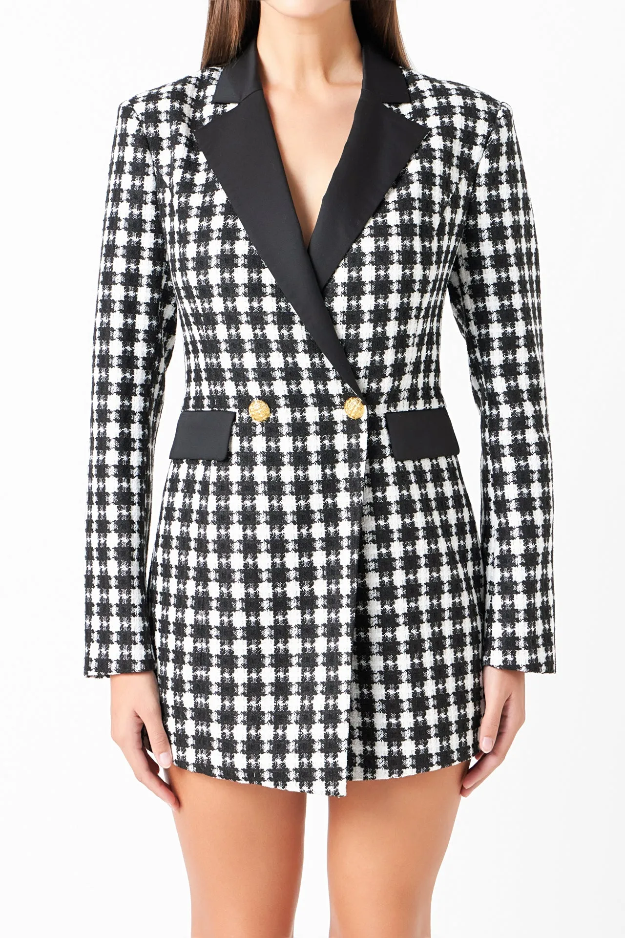 Premium Houndstooth Blazer Romper