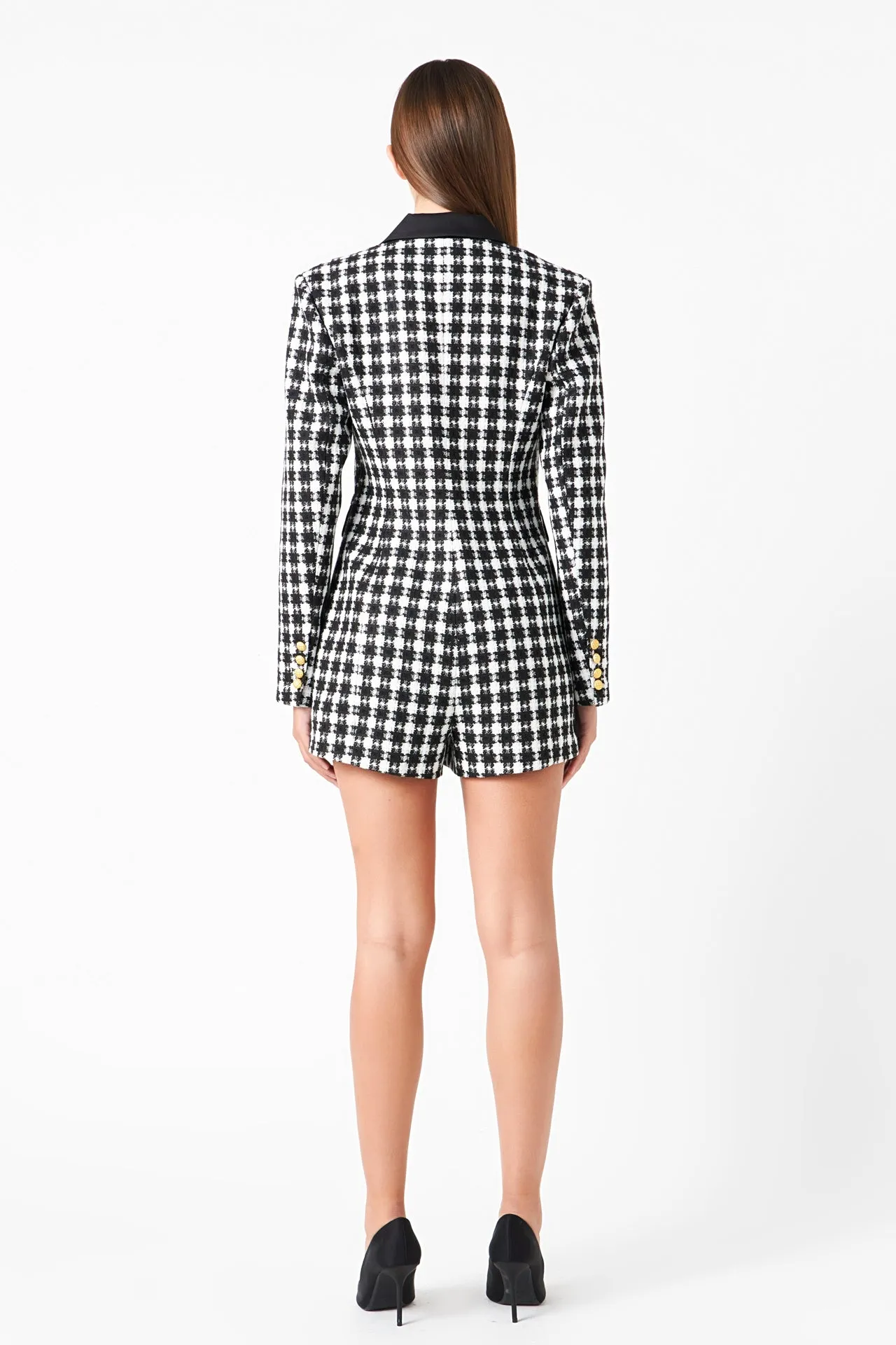 Premium Houndstooth Blazer Romper