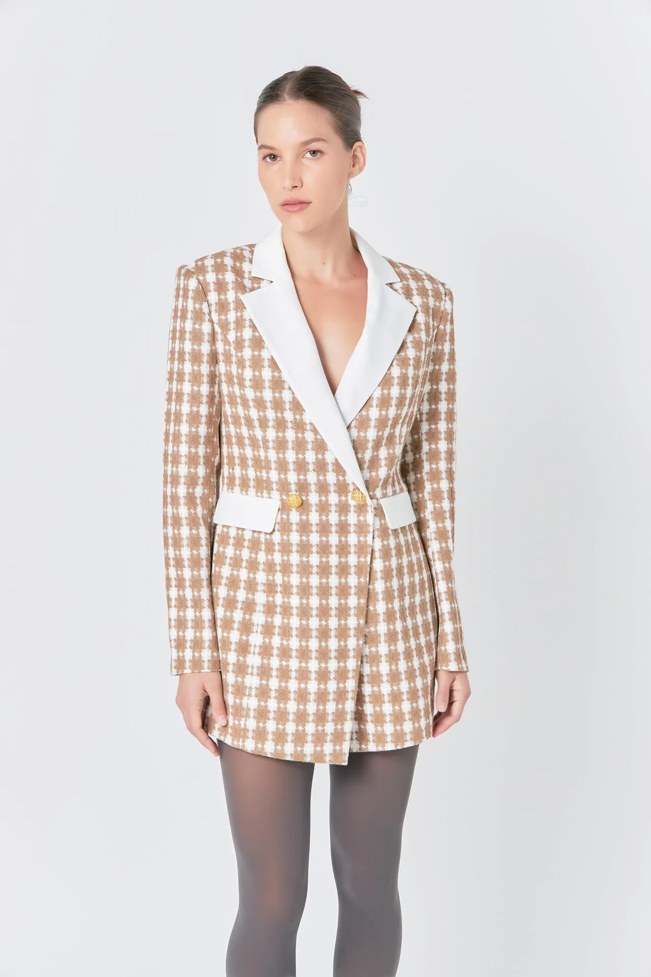 Premium Houndstooth Blazer Romper