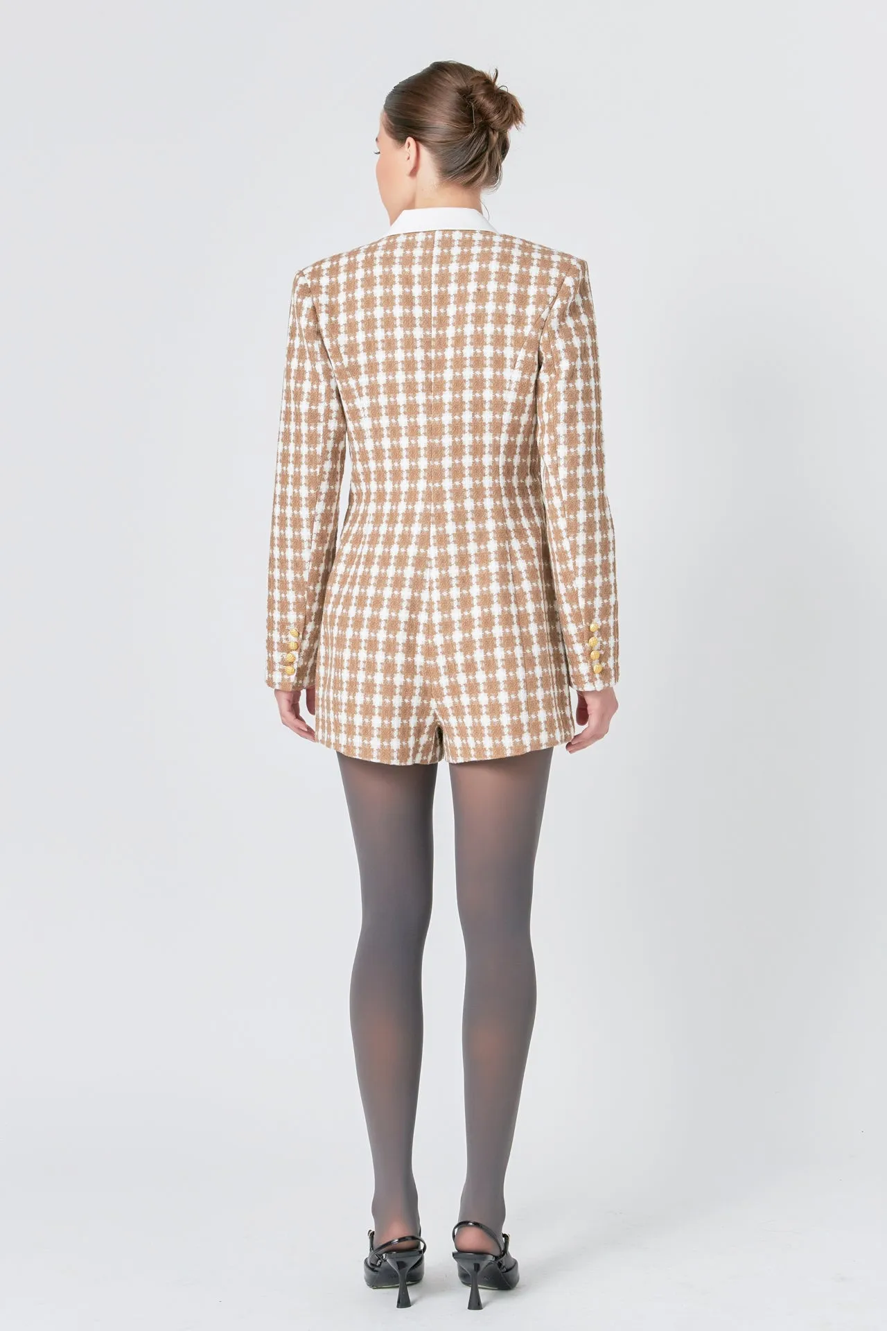 Premium Houndstooth Blazer Romper