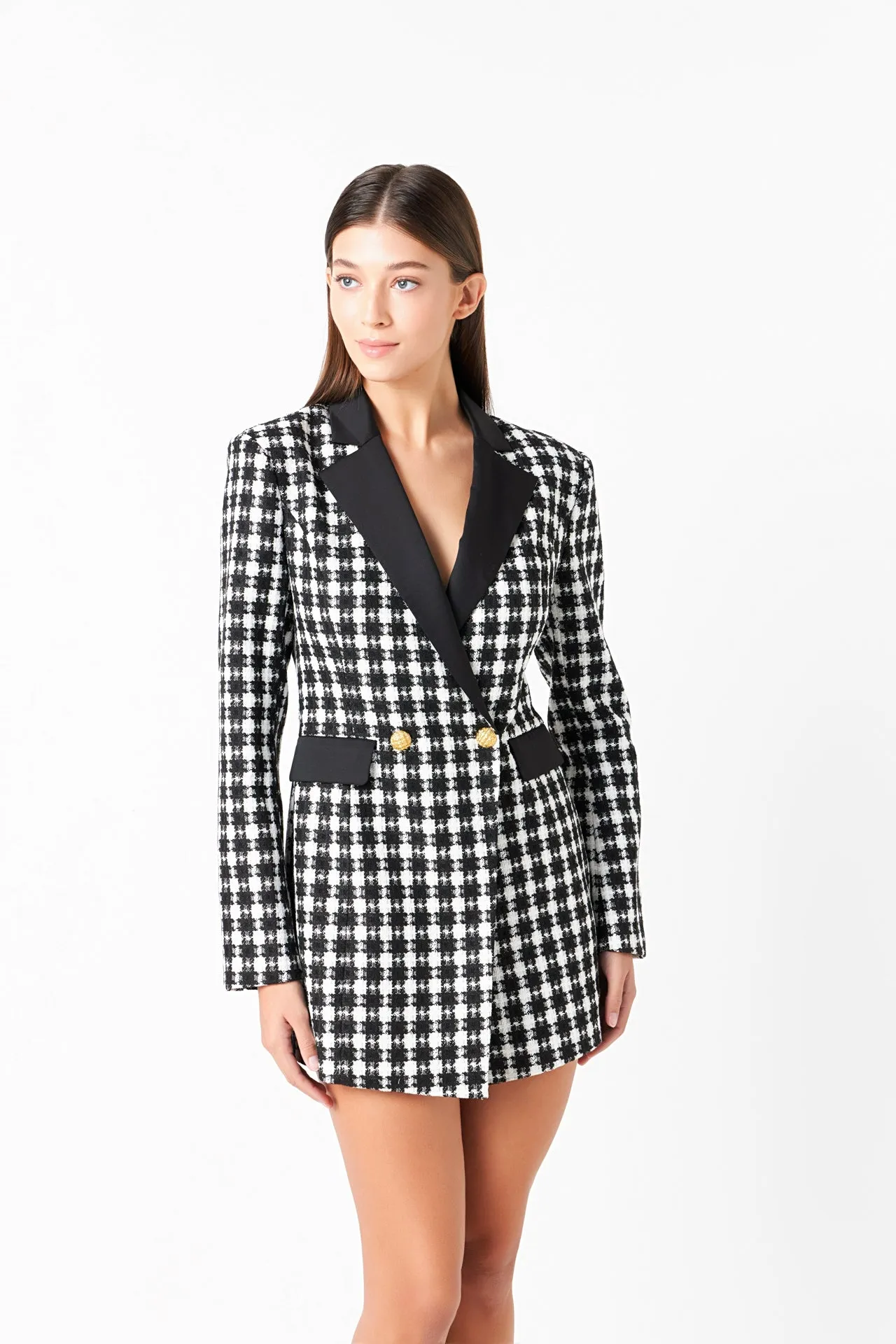 Premium Houndstooth Blazer Romper