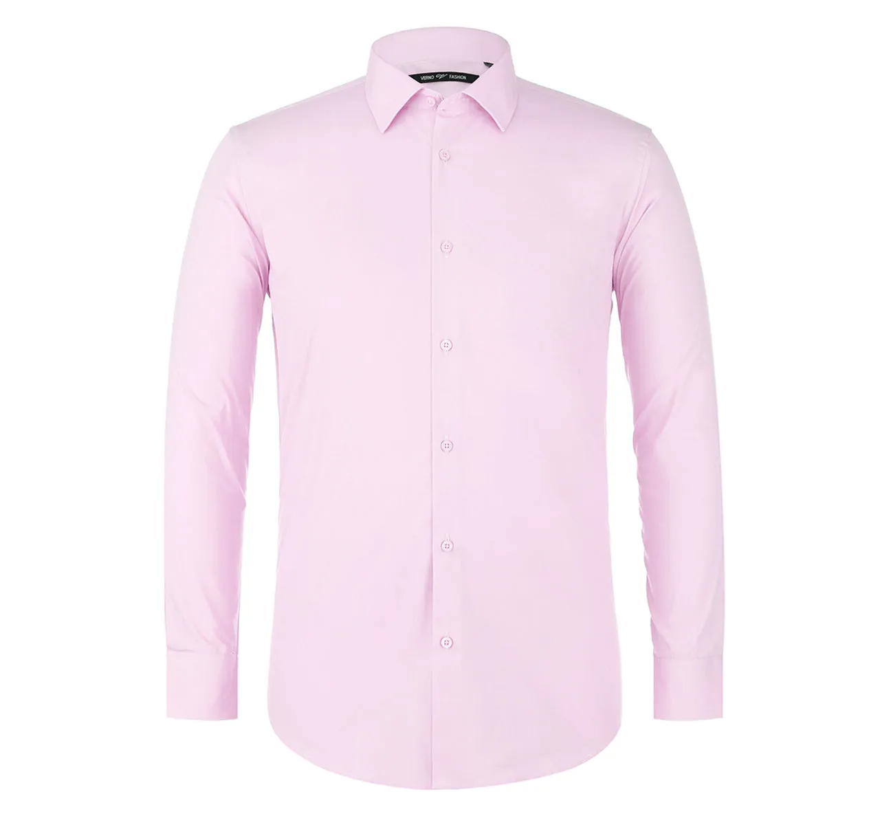 RENOIR Light Pink Classic Fit Long Sleeve Travel Easy-Care Cotton Dress Shirt CS0222