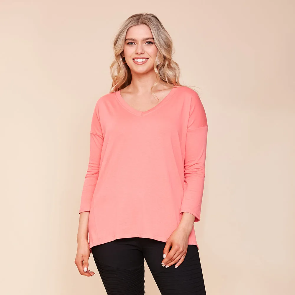 Riley V Neck Top (Coral)