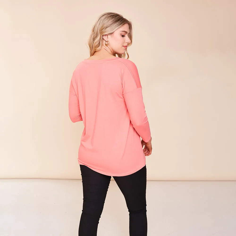 Riley V Neck Top (Coral)