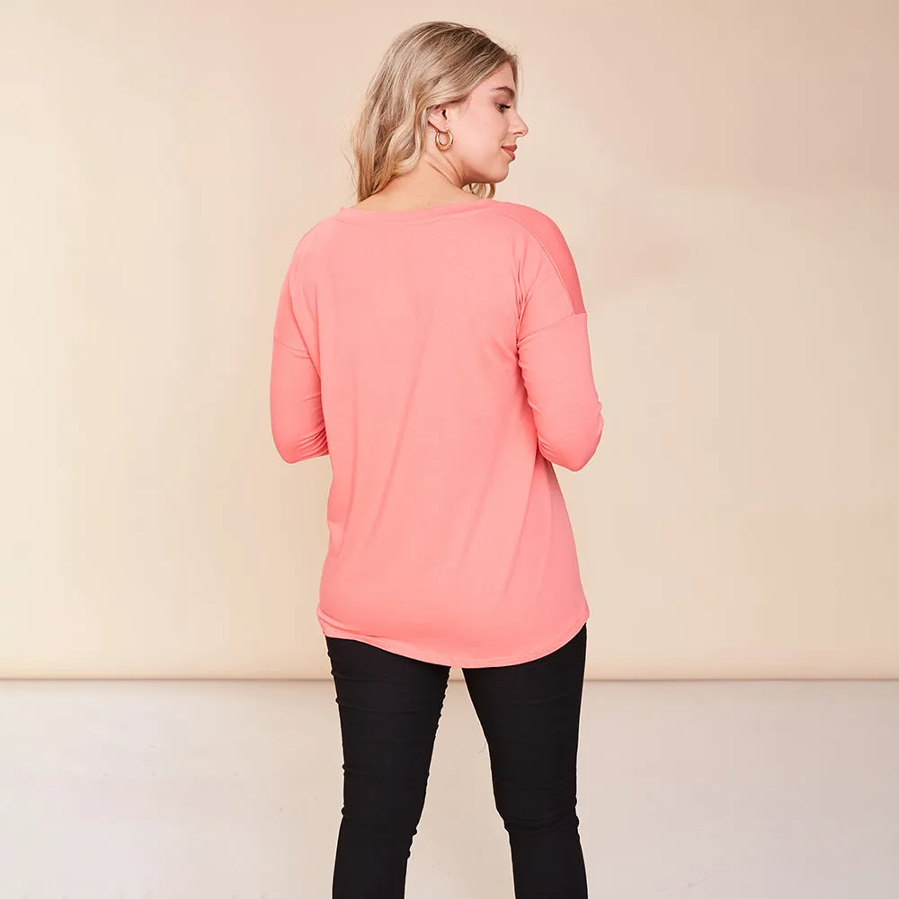 Riley V Neck Top (Coral)