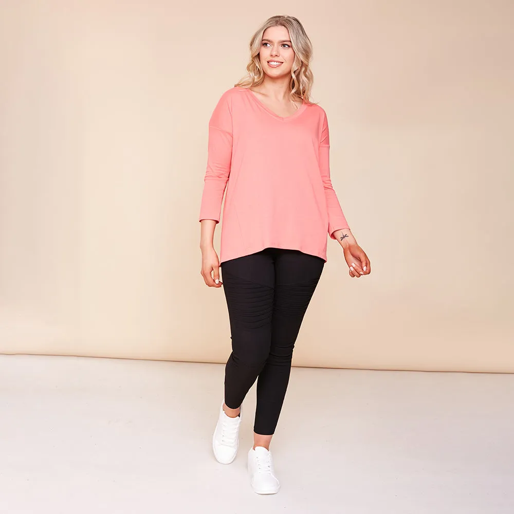 Riley V Neck Top (Coral)