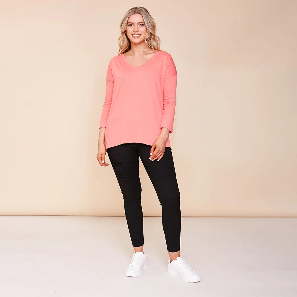 Riley V Neck Top (Coral)