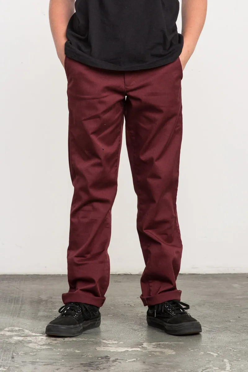 RVCA Weekday Boys Pants - Bordeaux