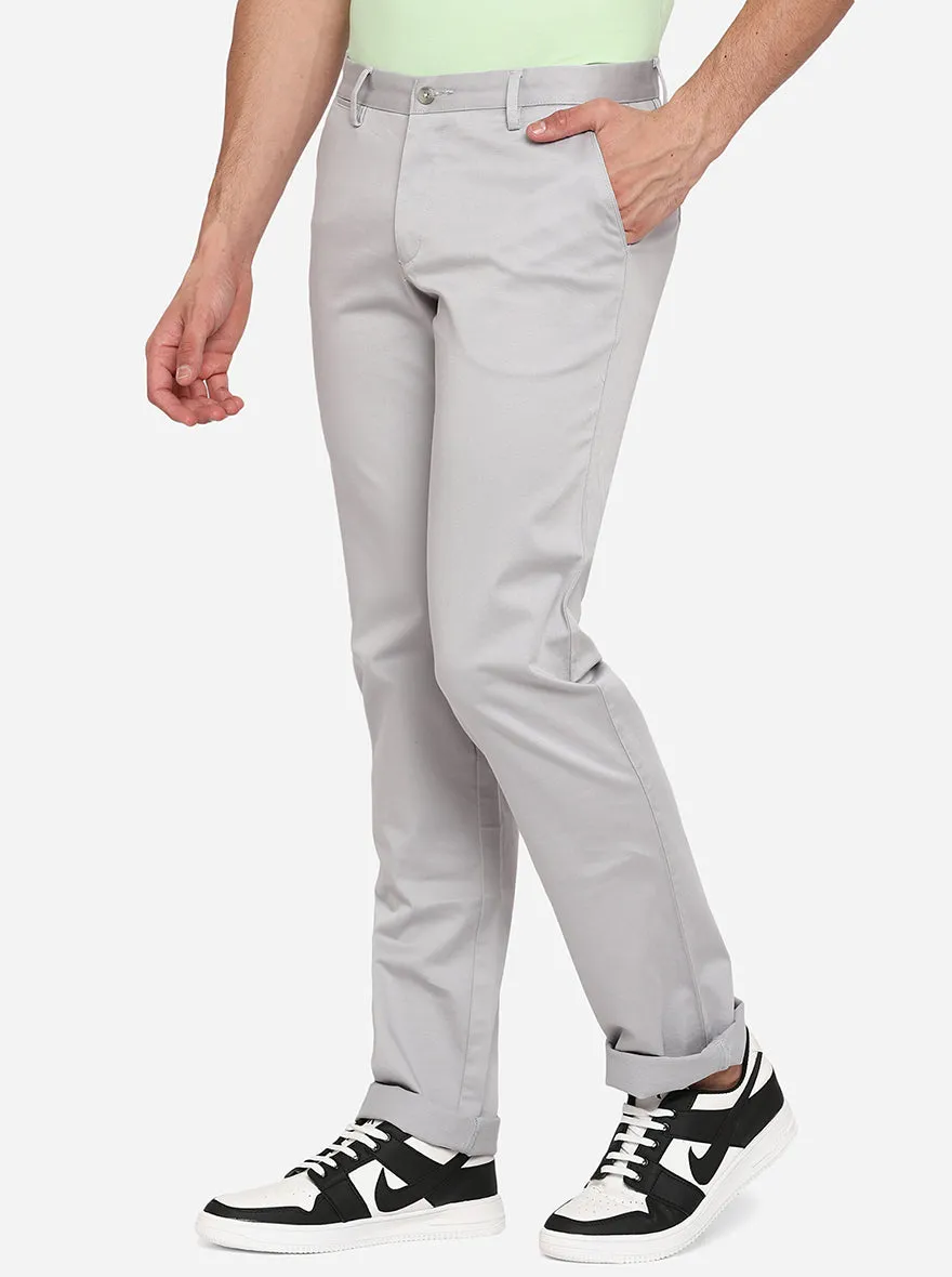 Silver Grey Solid Uno Fit Casual Trouser | JadeBlue