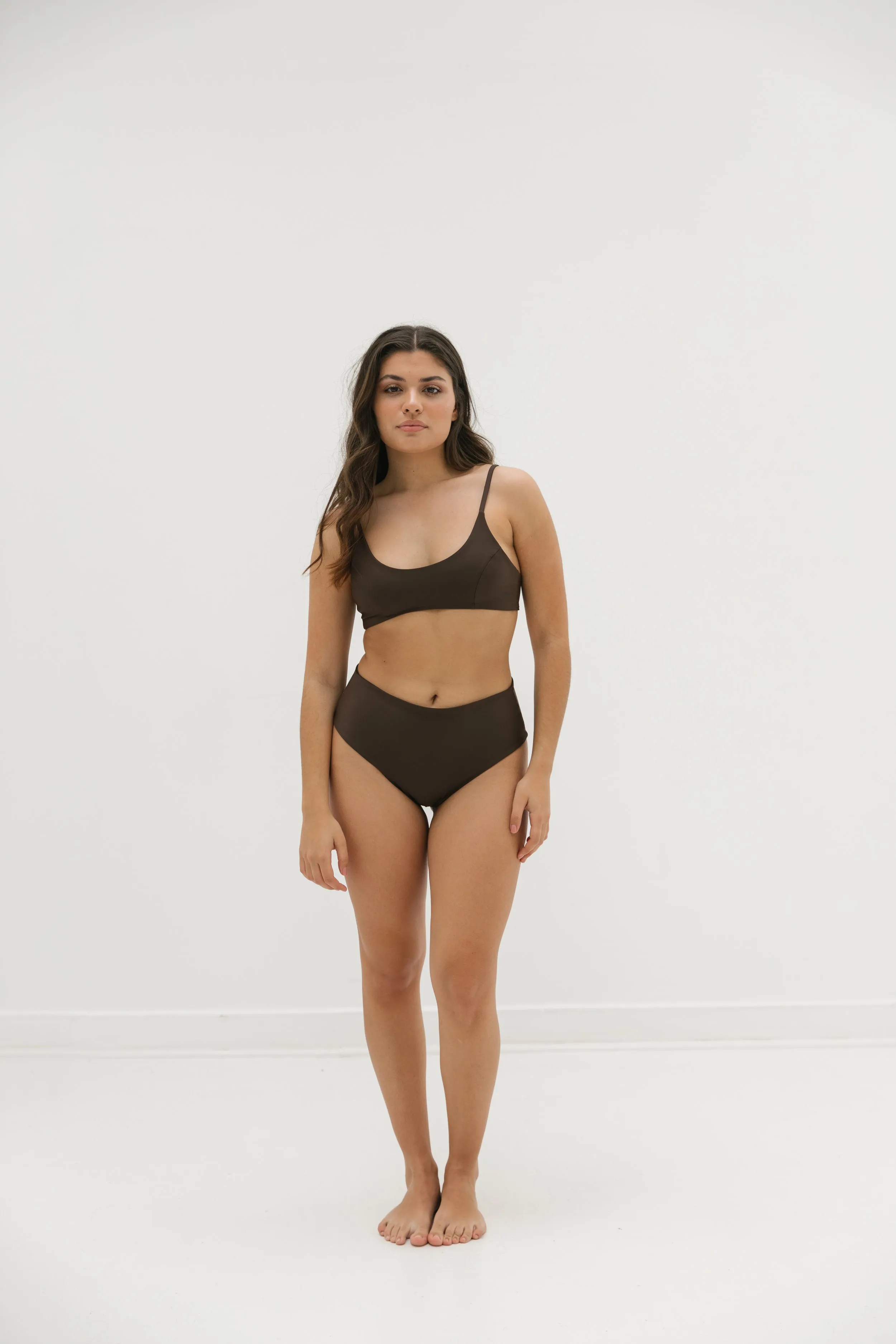 sustainable swimwear top zoe chocolate