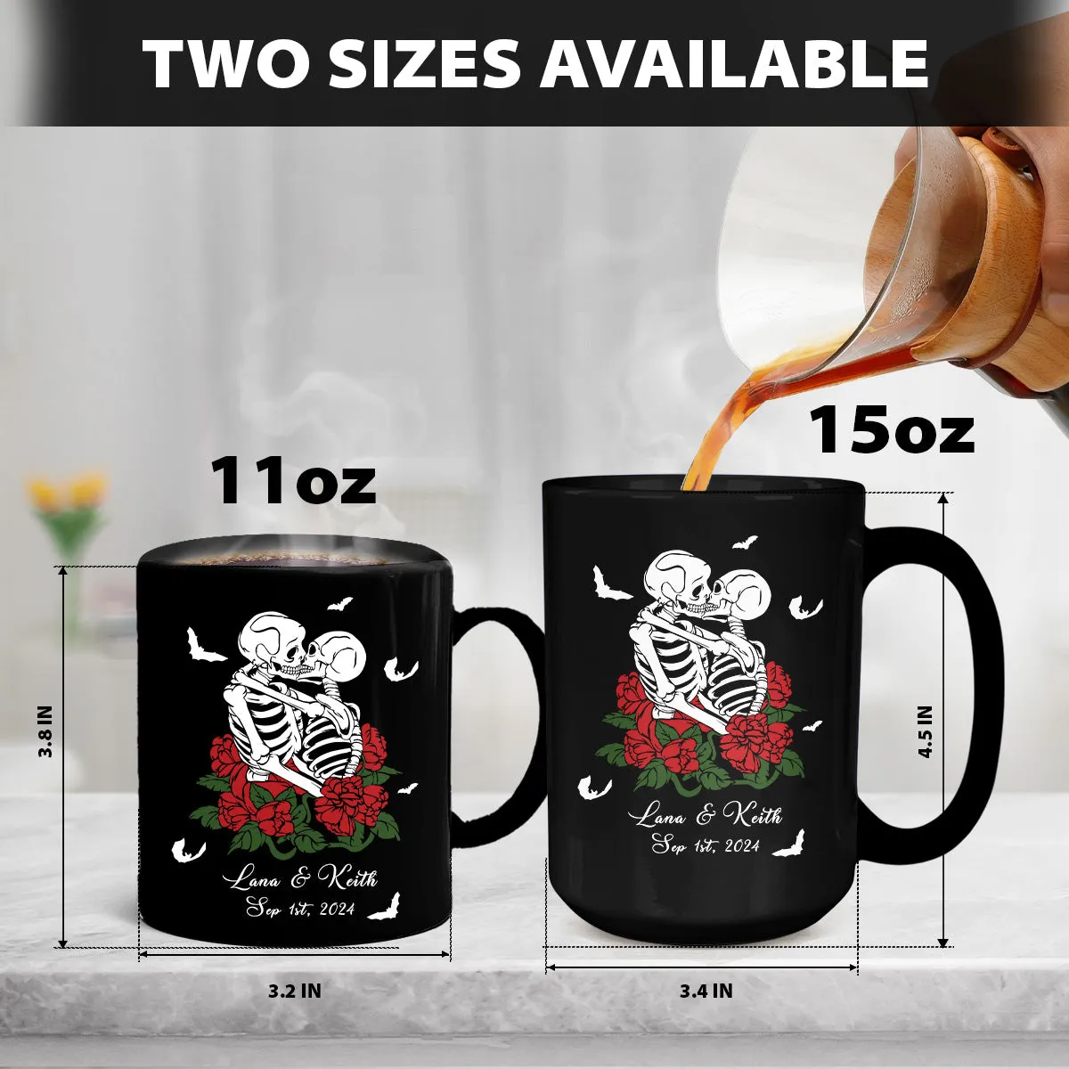 Teesdily | Personalized Spooky Skeleton Shirt, Couple Skeleton Halloween Hoodie Sweatshirt Mug, Skeleton Rose Romantic Couple Matching, Halloween Gift