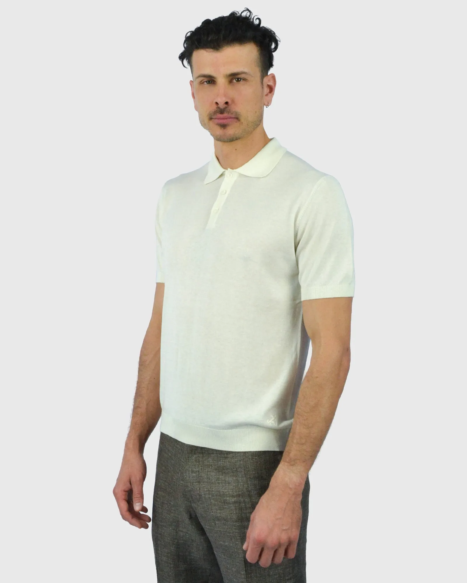 TOMBOLINI WM3SZMFL-TB SS CREAM KNITTED POLO