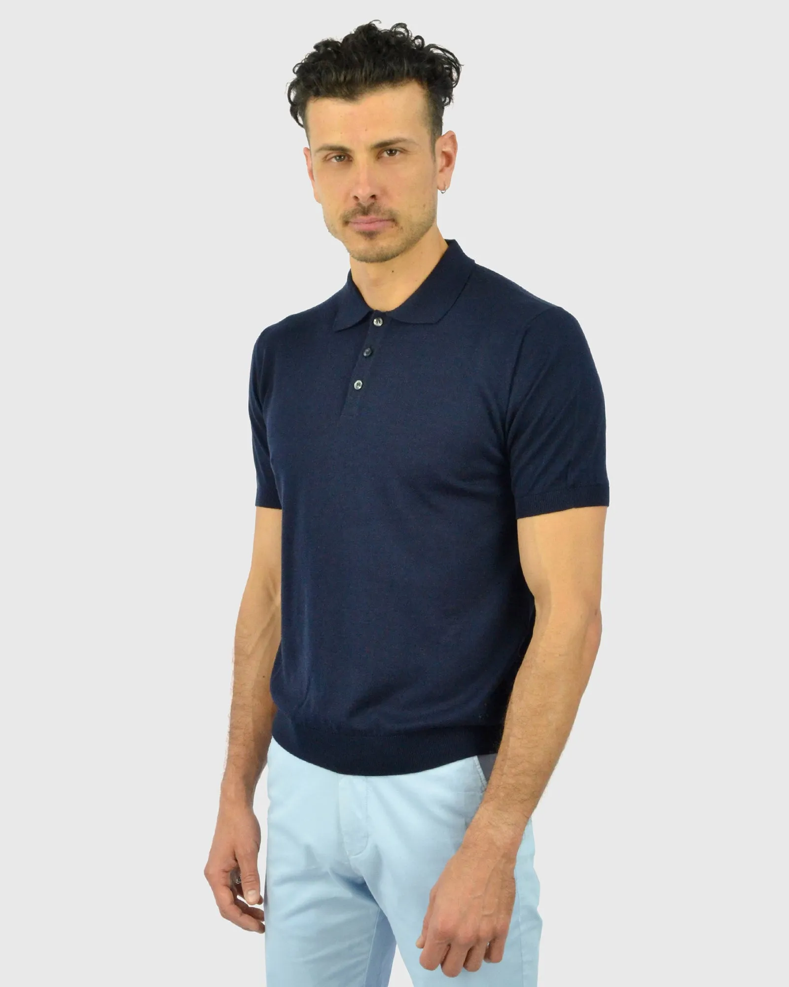 TOMBOLINI WM3SZMFL-TB SS NAVY KNITTED POLO