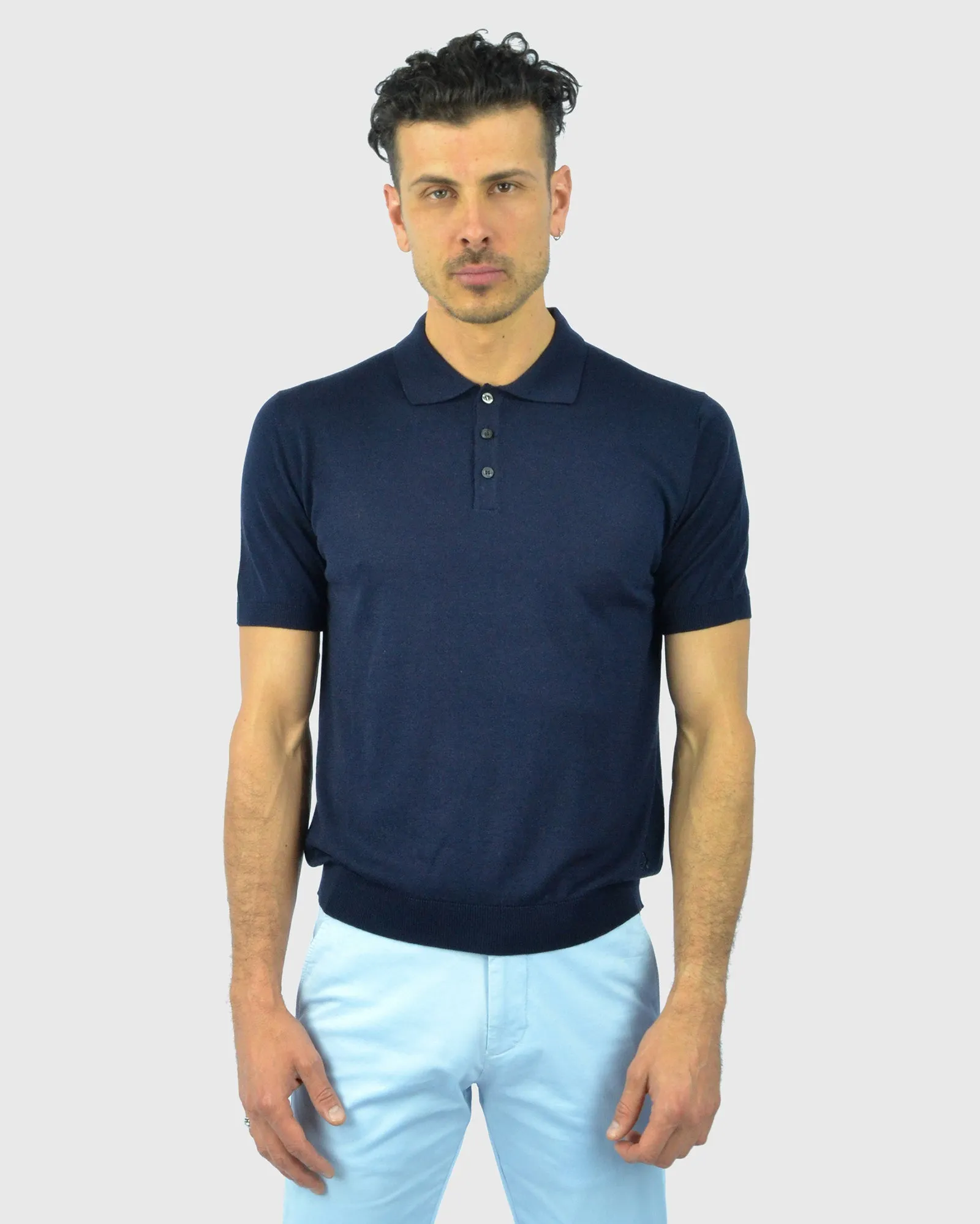 TOMBOLINI WM3SZMFL-TB SS NAVY KNITTED POLO