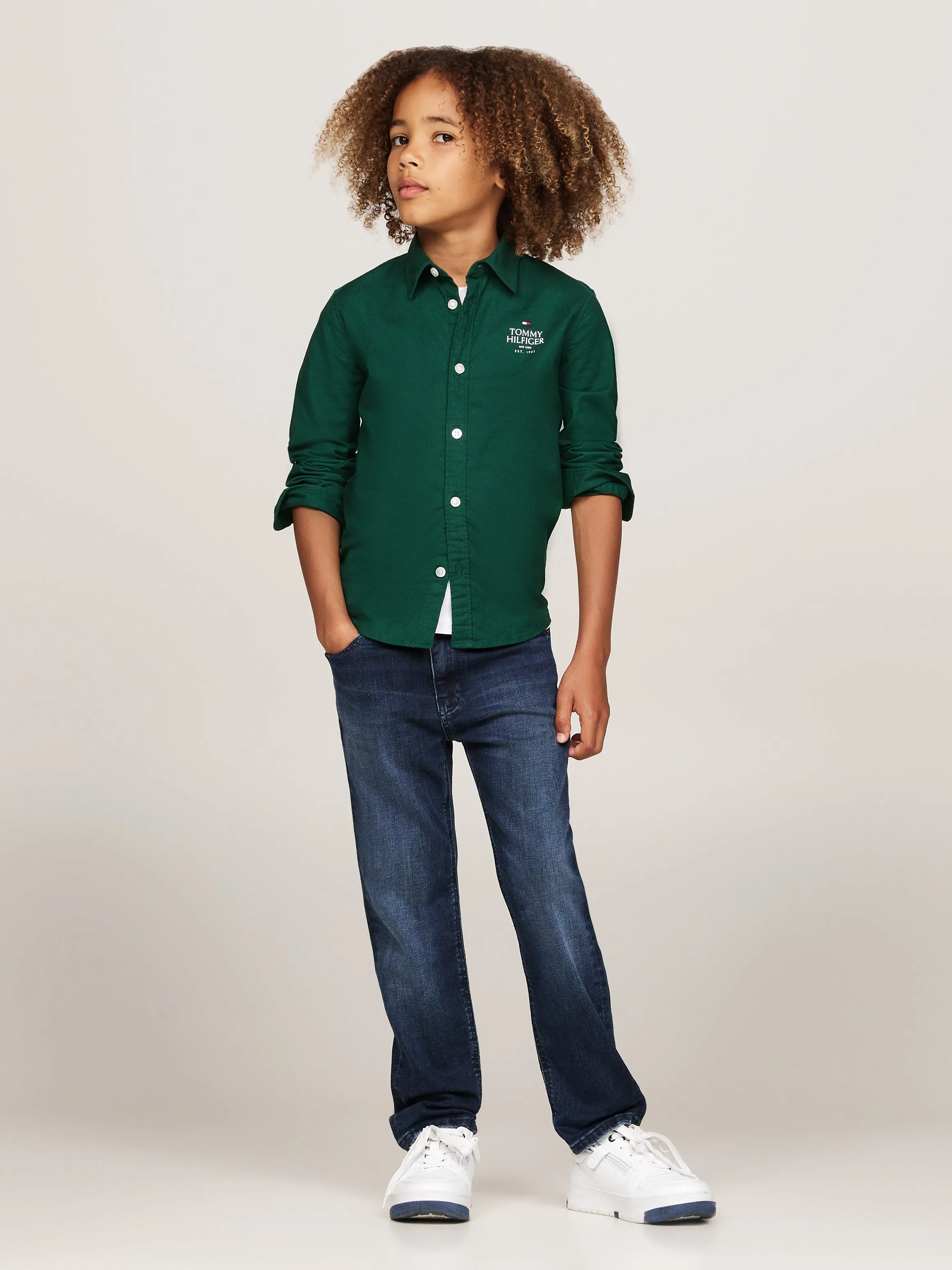 Tommy Hilfiger Boys Green Oxford Shirt