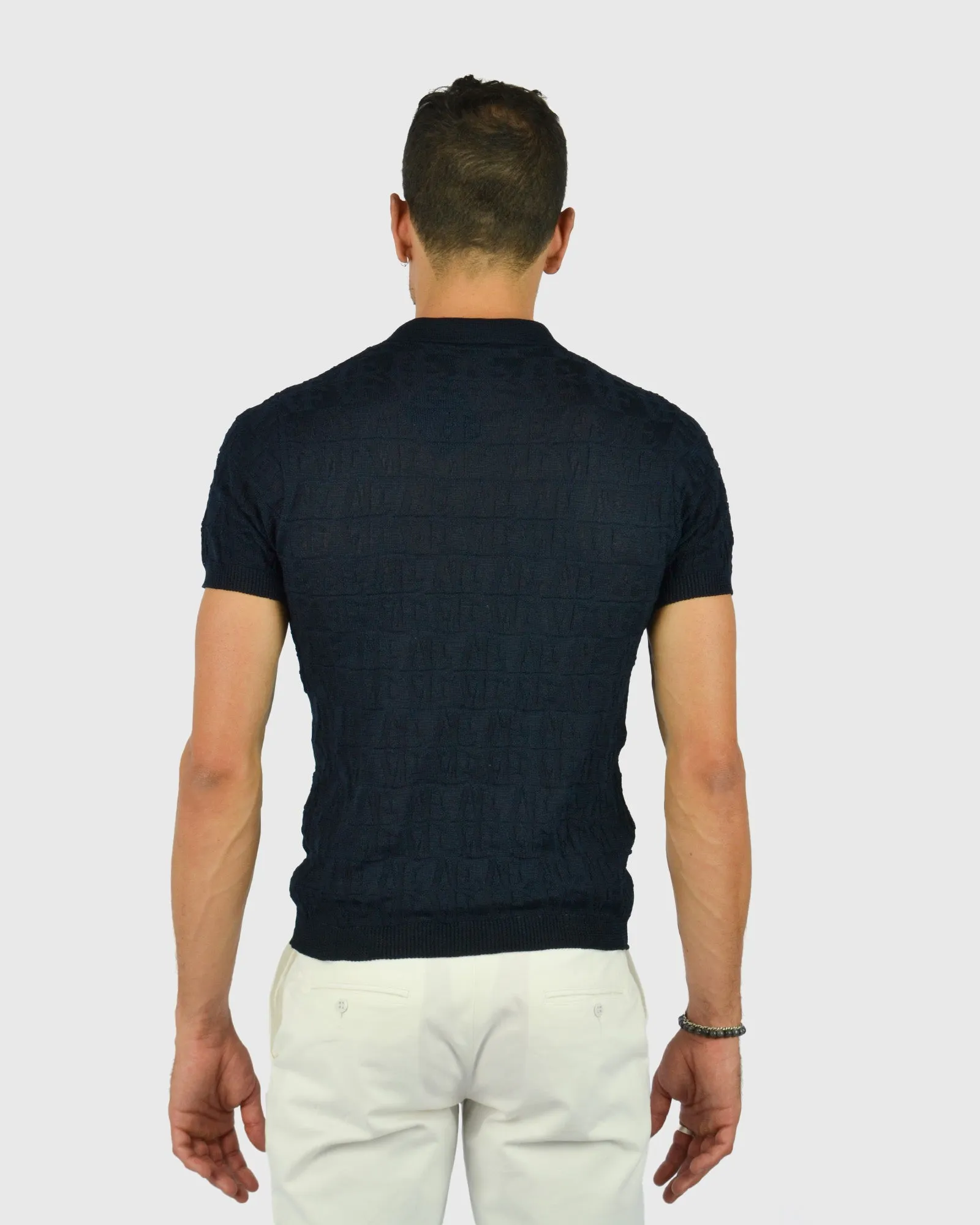 VINCENT & FRANKS S221VF SS NAVY KNITTED POLO