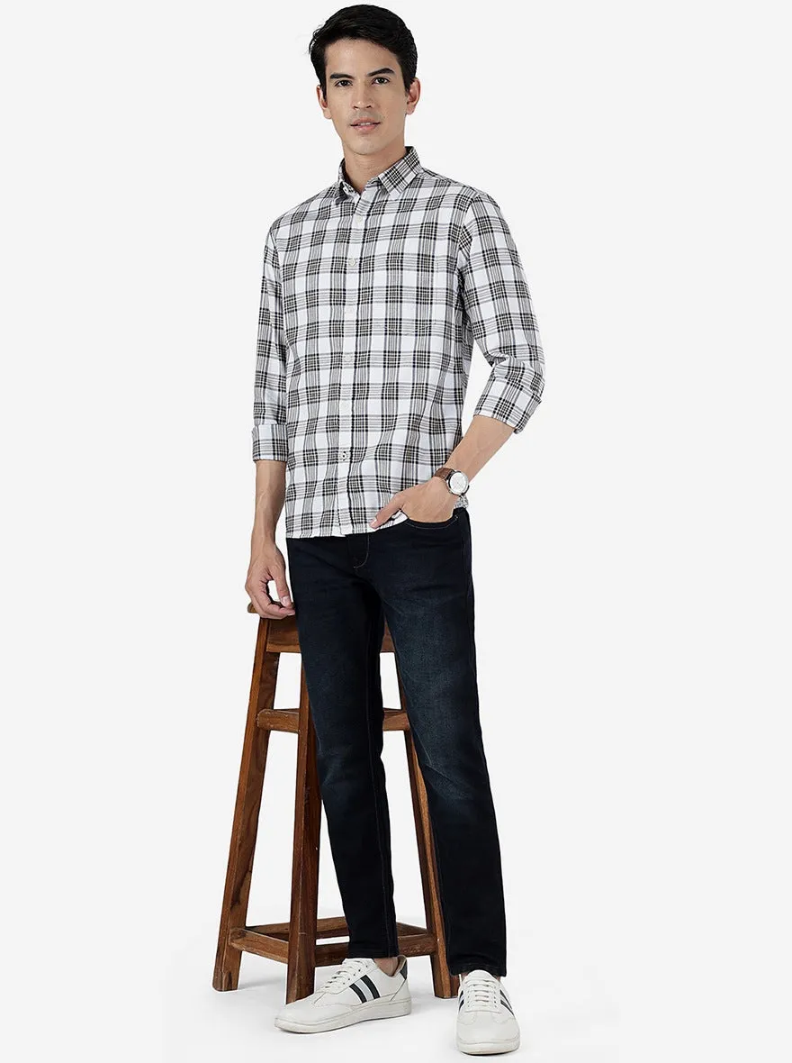 Vineyard Green Checked Slim Fit Casual Shirt | Greenfibre