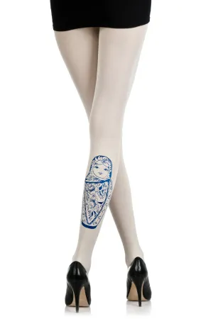 ZOHARA BABUSHKA Off-White Tights